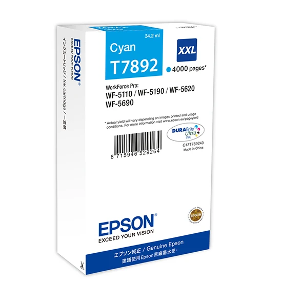 EPSON T7892 MAVİ ORJİNAL KARTUŞ WF-5110 / WF-5190 / WF-5620 / WF-5690 ürün görseli 1