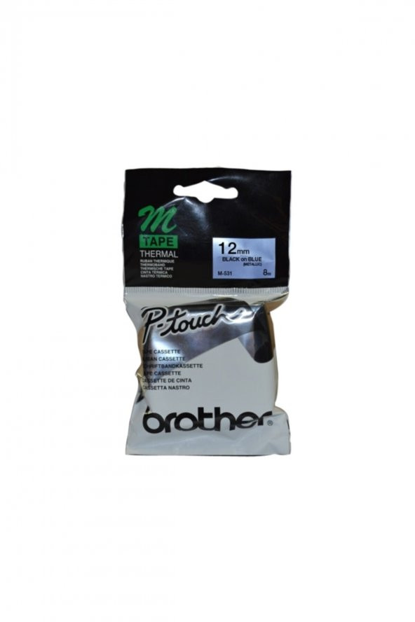 BROTHER M-531 Mavi Üzerine Siyah P-Touch Etiket 12mm PT-55 / PT-60 / PT-80 ürün görseli 1