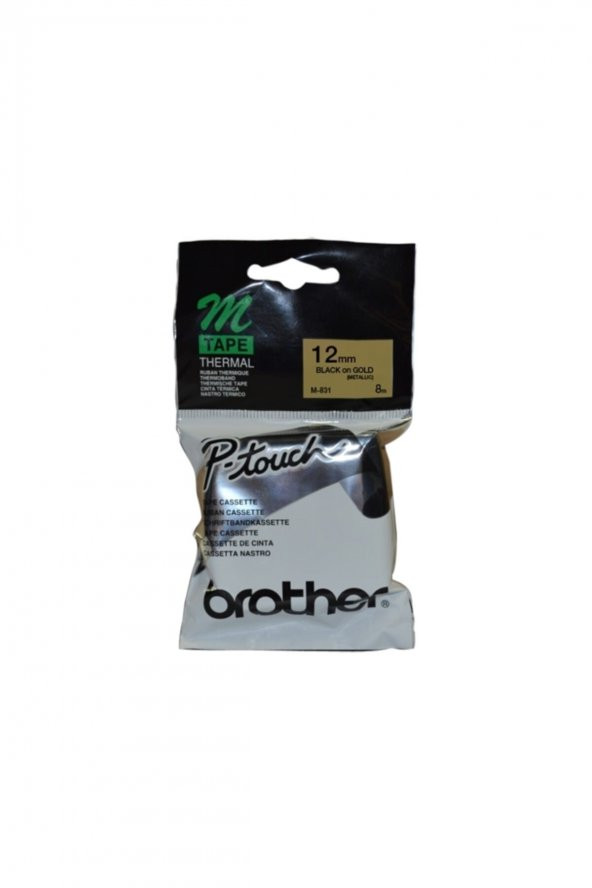 BROTHER M-831 Altın Üzerine Siyah P-Touch Etiket 12mm PT-55 / PT-60 / PT-80 ürün görseli 1