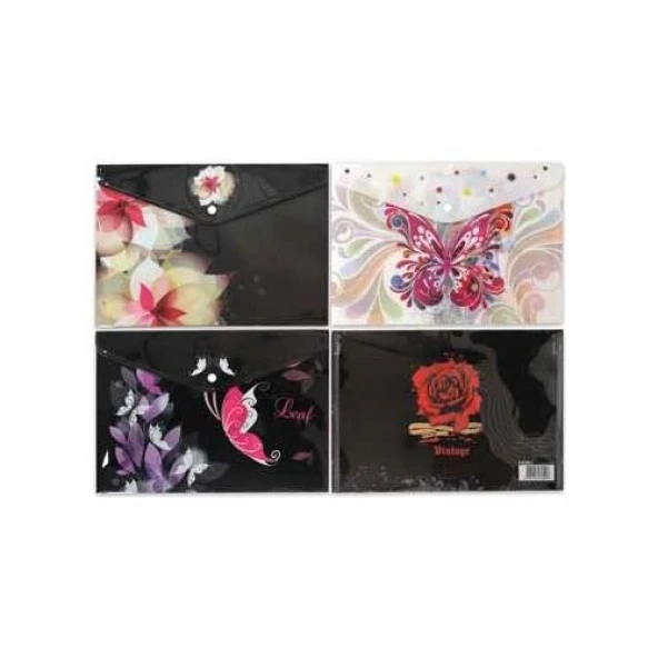 Noki Baskılı Çıtçıtlı Evrak Zarfı Genç Desenler Karışık Desen (12 Li Paket) ürün görseli 1