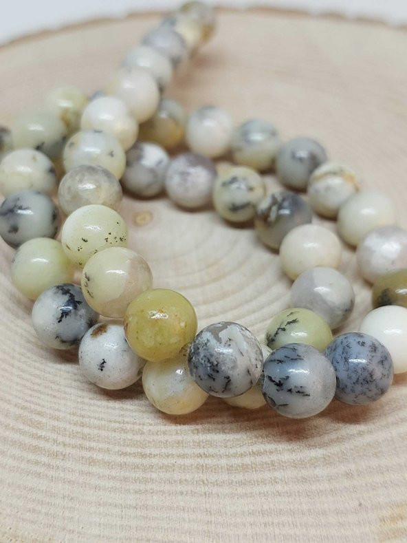 Beyaz Alacalı Opal Taşı Dizi 8mm ürün görseli 1