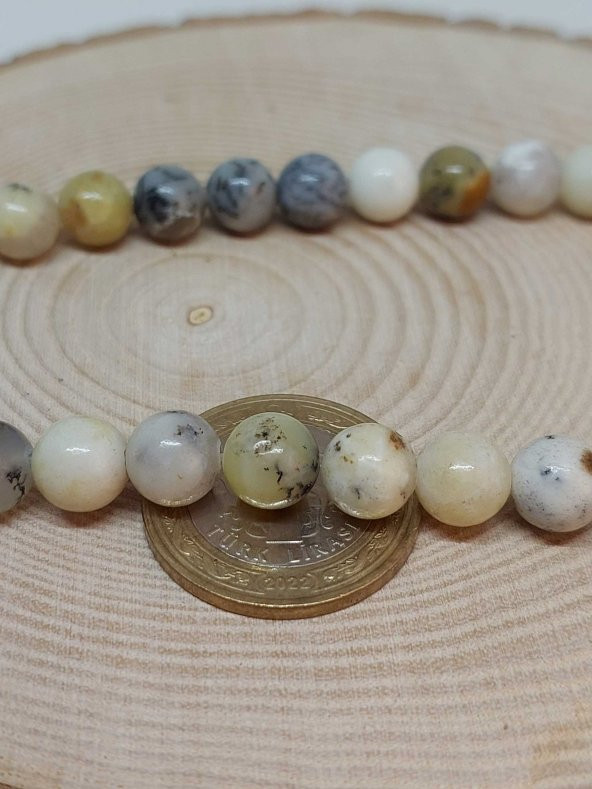 Beyaz Alacalı Opal Taşı Dizi 8mm - Resim 2