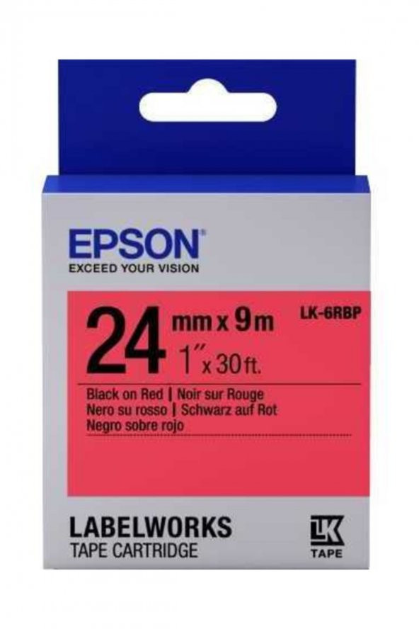 Epson LK-6RBP C53S656004 Kırmızı Üzerine Siyah Orjinal Etiket Şeridi LW-400, LW-600P, LW-700 ürün görseli 1