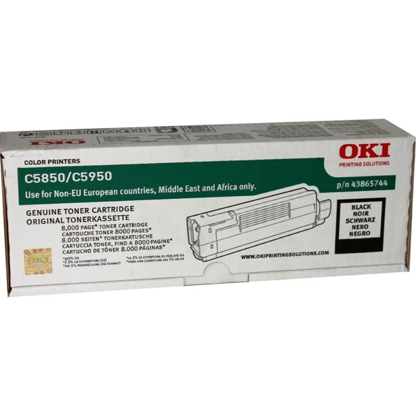 OKİ C5850-C5950 43865744 SİYAH ORJİNAL TONER ürün görseli 1