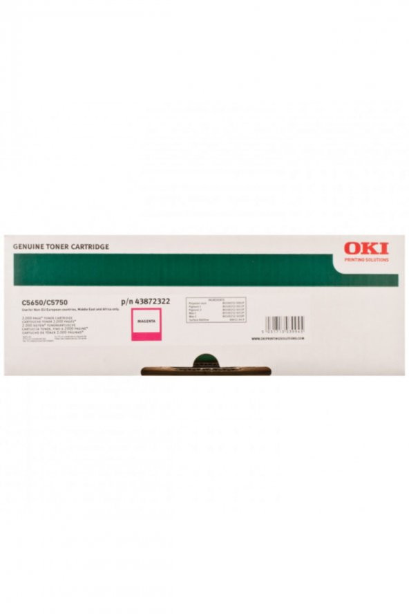 OKI C5650 / C5750 43872322 KIRMIZI ORJİNAL TONER ürün görseli 1