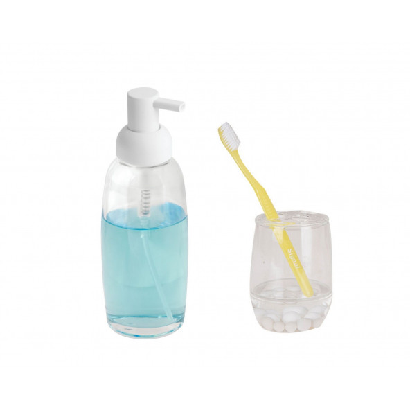 ZBOSP-C199 SIVI SABUNLUK VE DİŞ FIRÇALIK 2 Lİ BANYO SETİ BONCUKLU ürün görseli 1