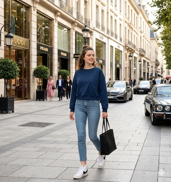Nors Baldur Crop Sweatshirt Lacivert ürün görseli 1