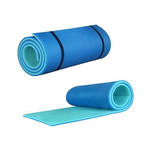 Egzersiz Pilates Minderi Kamp Yoga Mat Çift Taraflı 180x60 Mavi-Turkuaz ürün görseli 1