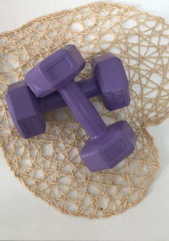 Leyaton Leyayon 1 Kg X 2 Adet Dambıl Vinyl Kaplı Dumbell Ağırlık - Mor ürün görseli 1