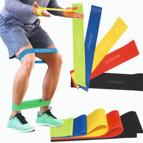 Leyaton Leyaton Latex 5li Aerobik Pilates Direnç Egzersiz Bandı Squat Çalışma Lastiği LYRBK-LOOP-SET150 ürün görseli 1