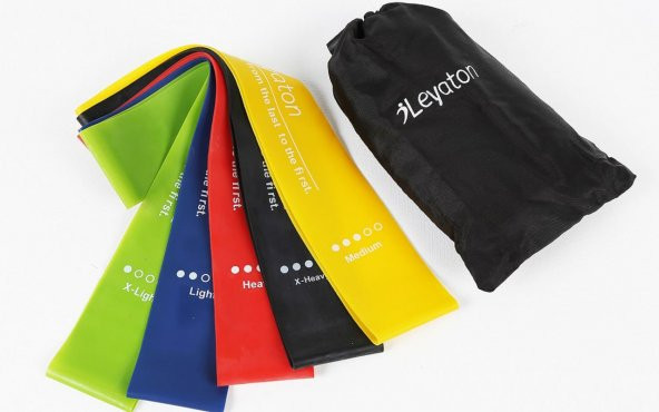 Leyaton Leyaton Kas Germe Güçlendirme Egzersiz Plates Bantı Spor Bantı  5li Aerobik Bandı ürün görseli 1
