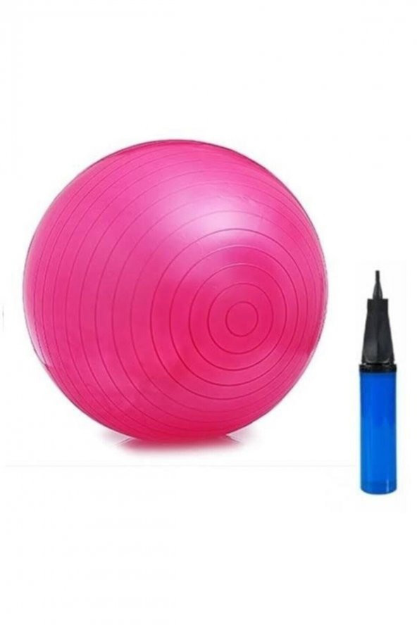 AYLA STAND 65 Cm Büyük Boy Pilates Topu Pembe Spor Fit Vucut Sağlıklı Yaşam Pompa Hediyeli ürün görseli 1