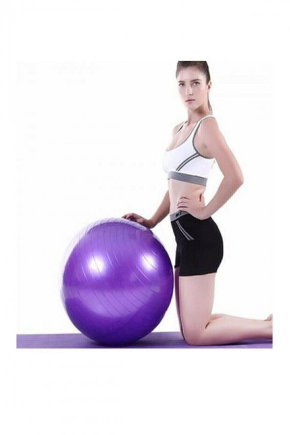 AYLA STAND 65 Cm Fitilli Pilates Topu Ve Pompa Seti Plates Denge Yoga Spor Egzersiz Top ürün görseli 1