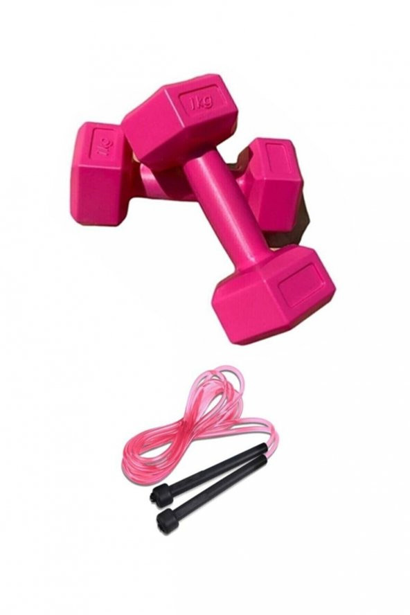 Leyaton 1 Kg Pembe Dambıl Ve Atlama Ipi Seti Egzersiz Seti Antrenman Seti 1 Kg 2 Adet 2 Kg Dambıl Seti ürün görseli 1