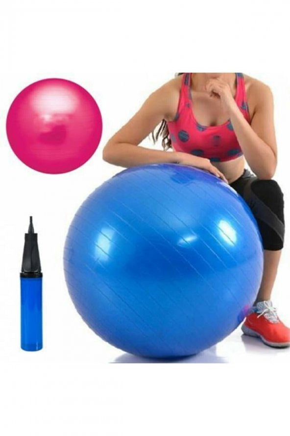 AYLA STAND 65 cm Mor Deluxe Pilates Topu 25 cm Çift Yönlü Pompa ürün görseli 1
