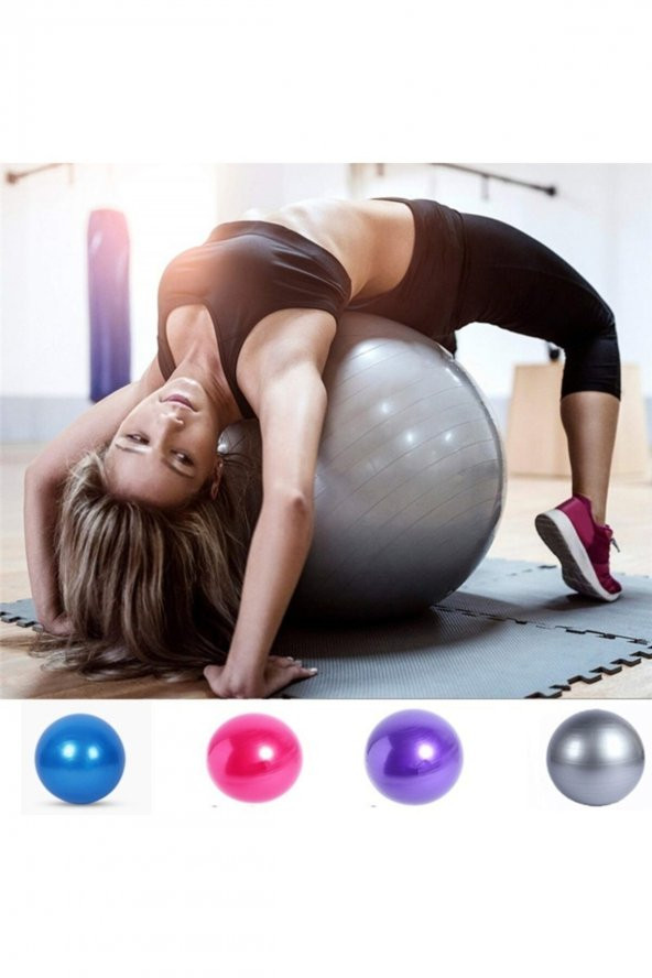 AYLA STAND 65 Cm Pilates Topu Gri Renk Y Spor Evde Spor Egzersiz ürün görseli 1