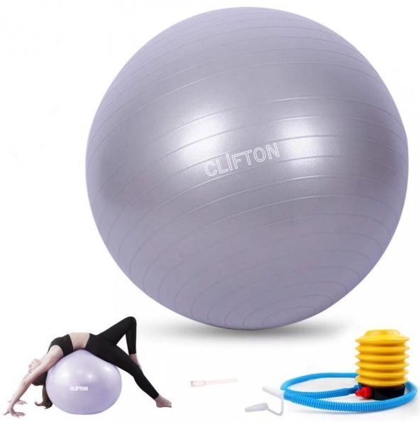 Clifton 65 Cm Fitilli Pilates Topu Ve Pompa Seti Plates Denge Yoga Spor Egzersiz Top ürün görseli 1