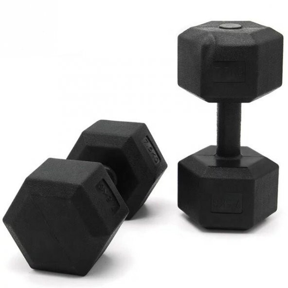 Buffer Plastik Köşeli Dambıl Set - Dumbbell Set 2X7 Kg - Resim 3