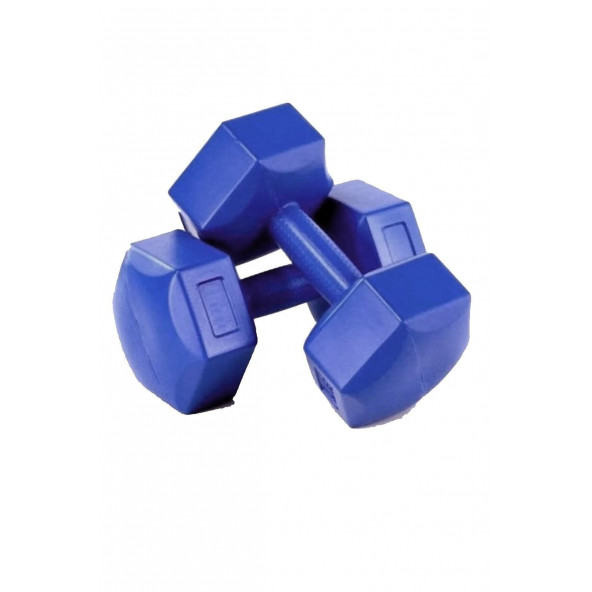 MRT SPORT Spor 2 Kg X 2 Adet Deluxe Pvc Kaplama Mavi Plastik Dambıl Ağırlık Seti ürün görseli 1