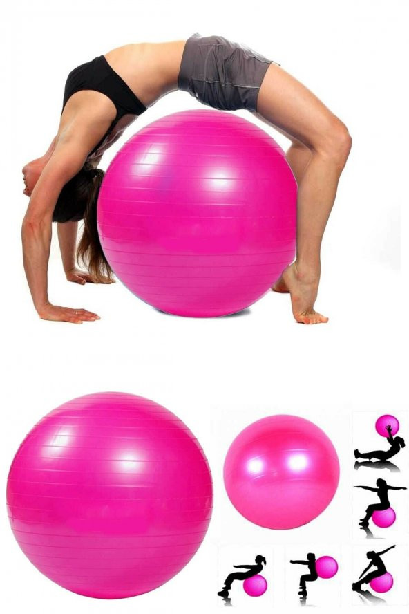 AYLA STAND 65 cm Fitilli Pilates Topu Ve Pompa Seti Plates Denge Yoga Spor Egzersiz Top Jimnastik Fitness Gym ürün görseli 1