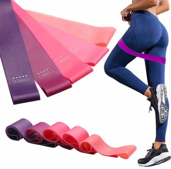 Leyaton 5Li Aerobik Bandı Latex Bant Set Pilates Yoga Lastiği ürün görseli 1