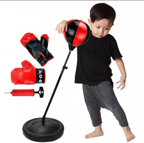 Leyaton Çocuk Boks Standı 70-105 Cm Refleks Topu Boks Seti Eldiven Hediye LYT-111 ürün görseli 1