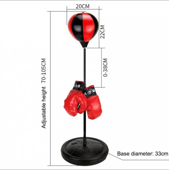Leyaton Boks Standı 70-105 Cm Refleks Topu Boks Seti Eldiven Hediye ürün görseli 1