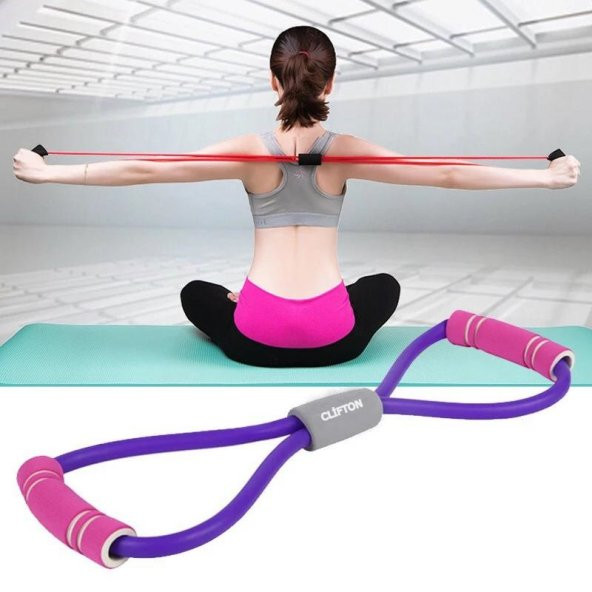 Clifton Pilates İpi Jimnastik Lastiği Egzersiz Bant Yoga Plates Lastik Spor Kondisyon Direnç Lastiği Mor ürün görseli 1