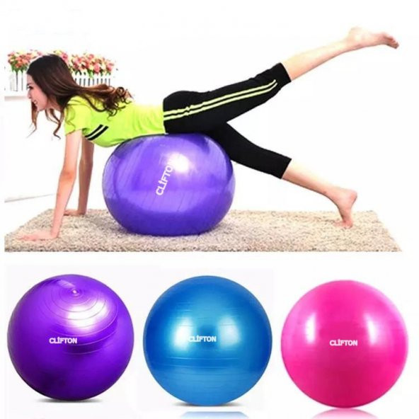 Clifton 65 cm Kalın Büyük Boy Pilates ve Egzersiz Topu  Şişirme Pompası ürün görseli 1