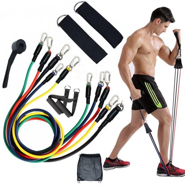 Clifton 11 Parça Çok Fonksiyonlu Pilates Ve Fitness Direnç Lastiği ürün görseli 1