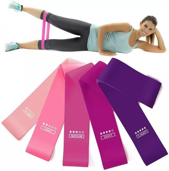 Leyaton 5 Li Farklı Dirençte Squat Bandı Hafif Orta Sert Pilates Aerobik Çalışma Lastiği Egzersiz Fitness ürün görseli 1