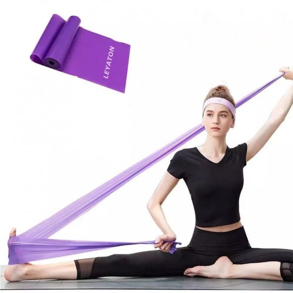Pilates Bandı Jimnastik Plates Lastiği 150x15 Cm Egzersiz Aerobik Bant 1 Adet Mor ürün görseli 1