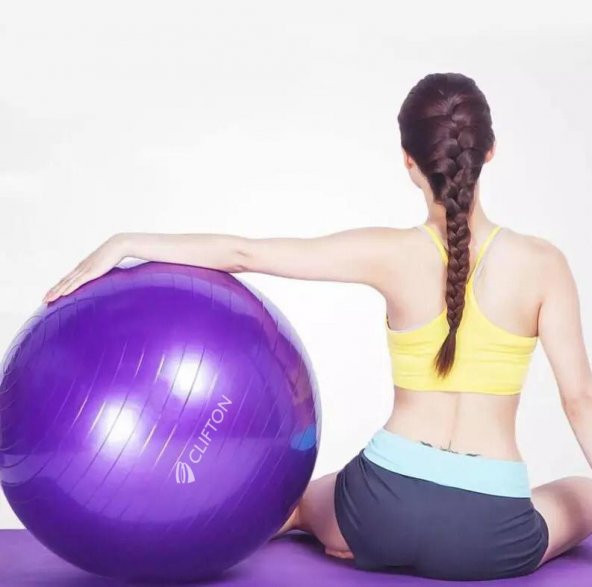 Clifton 65 cm Fitilli Pilates Topu Mor  Pompa ürün görseli 1