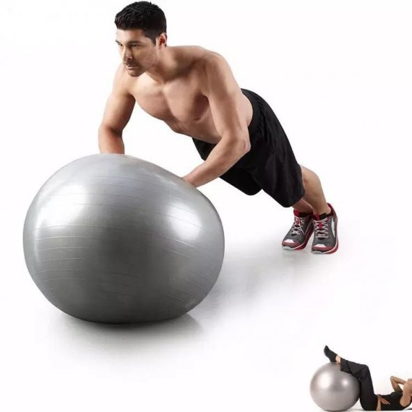 Pilates Topu Gri- Pompa Hediyeli 65 cm ürün görseli 1