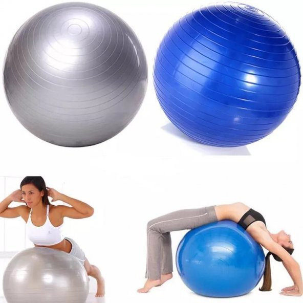 Pilates Topu Gri- Pompa Hediyeli 65 cm - Resim 3
