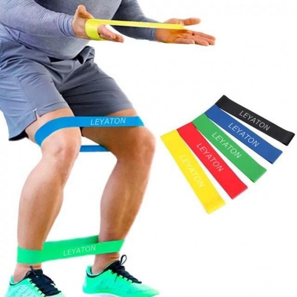 Leyaton Aerobik Band Latex Aerobik Bandı Pilates Yoga Lastiği 5Li Full Set Özel Çantalı ürün görseli 1