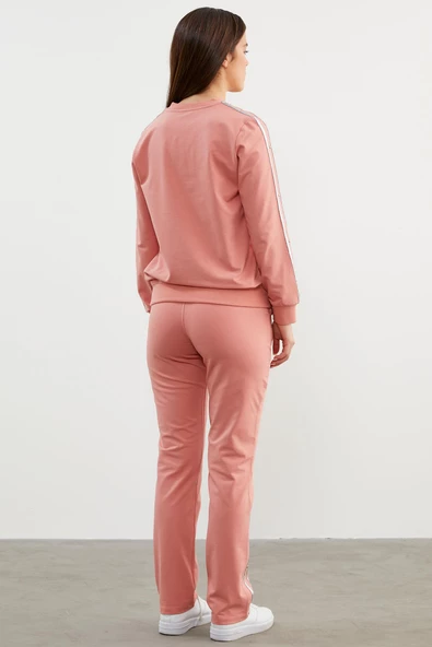 Sim Şerit Detaylı Eşofman Takım - Pembe - Resim 5