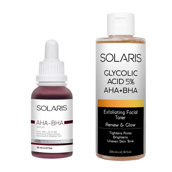 Solaris Cilt Tonu Eşitleyici Canlandırıcı Aha %10 + Bha %2 Serum (30 ml) Ve Gözenek Sıkılaştırıcı Aha + Bha ürün görseli 1