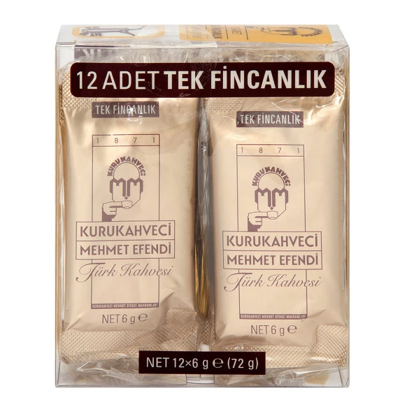 Kurukahveci Mehmet Efendi Türk Kahvesi 12x6 gr Tek İçimlik Ambalaj ürün görseli 1