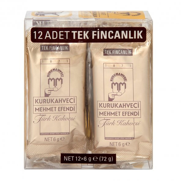 Kurukahveci Mehmet Efendi Türk Kahvesi 12x6 gr Tek İçimlik Ambalaj 2 Paket ürün görseli 1