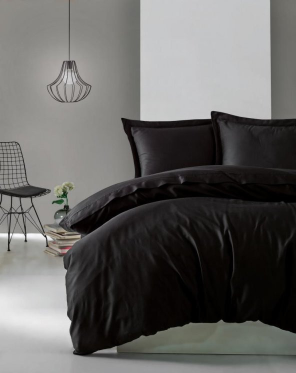 Cotton Box Elegant Saten Çift Kişilik Nevresim Takımı Siyah ürün görseli 1