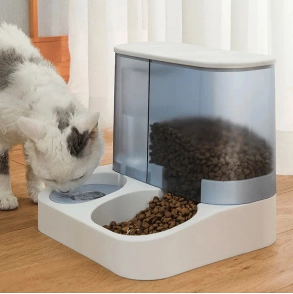 2 si 1 Arada Otomatik Kedi Köpek Mama ve Su Kabı Mavi ürün görseli 1