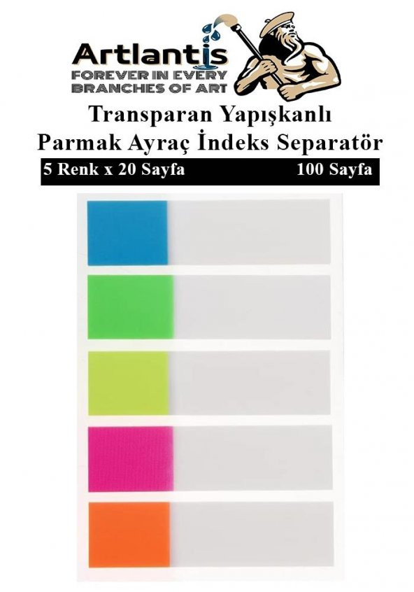 Kendinden Yapışkanlı Ayraç Postit 5 Renkli 1 Adet Yapışkanlı Not Kağıdı Transparan Parmak Ayraç İndeks Seperatör 5 Li Mini ürün görseli 1