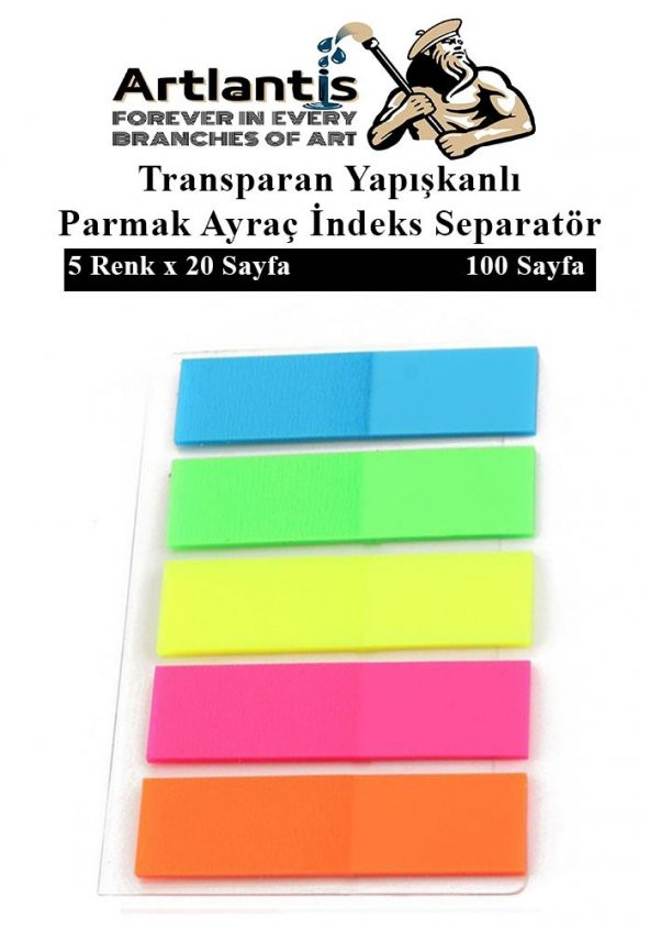 Kendinden Yapışkanlı Ayraç Postit 5 Renkli 1 Adet Yapışkanlı Not Kağıdı Transparan Parmak Ayraç İndeks Seperatör 5 Li Mini ürün görseli 1