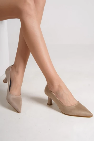 Kandy Ten Süet Stiletto Kadeh Topuklu Ayakkabı ürün görseli 1
