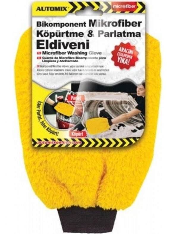 Bikomponent Mikrofiber Köpürtme ve Parlatma Eldiveni Sarı ürün görseli 1