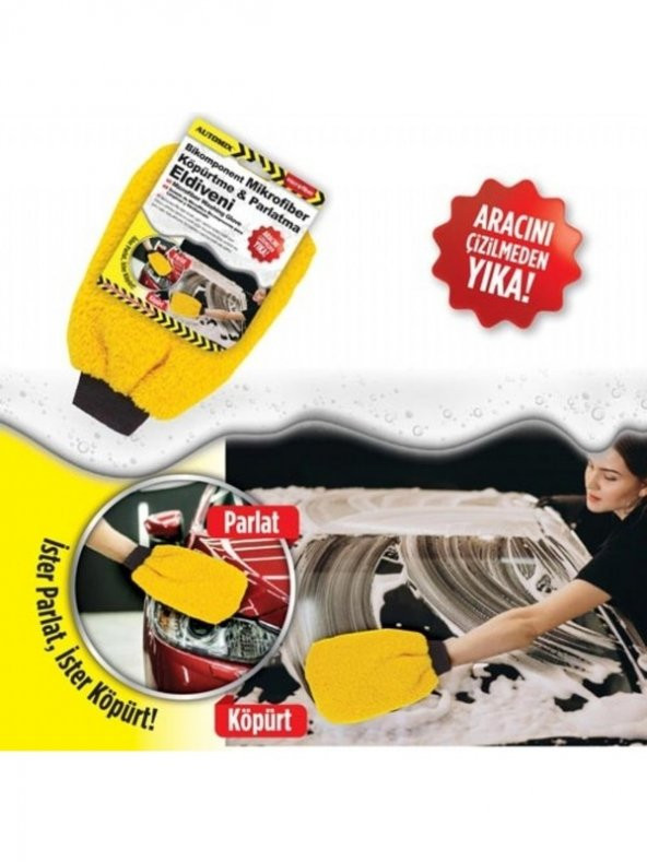Bikomponent Mikrofiber Köpürtme ve Parlatma Eldiveni Sarı - Resim 4