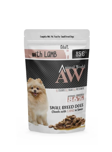 Animal World Kuzu Etli Küçük Irk Yetişkin Köpek Konservesi 85 Gr ürün görseli 1