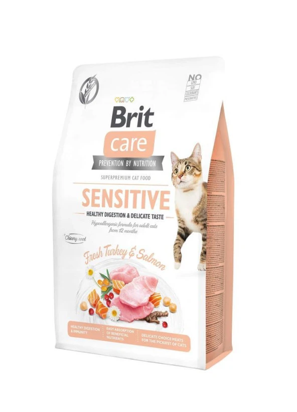 Brit Care Hypoallergenic Sensitive Hindi ve Somon Etli Hassas Tahılsız Kedi Maması 2 Kg ürün görseli 1
