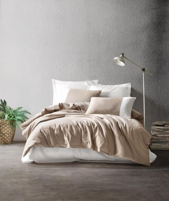 Cotton Box Plain Çift Kişilik Nevresim Takımı Vizon - Krem ürün görseli 1